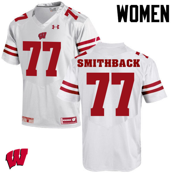 Wisconsin Badgers Women's #77 Blake Smithback NCAA Under Armour Authentic White College Stitched Football Jersey IH40E27HZ